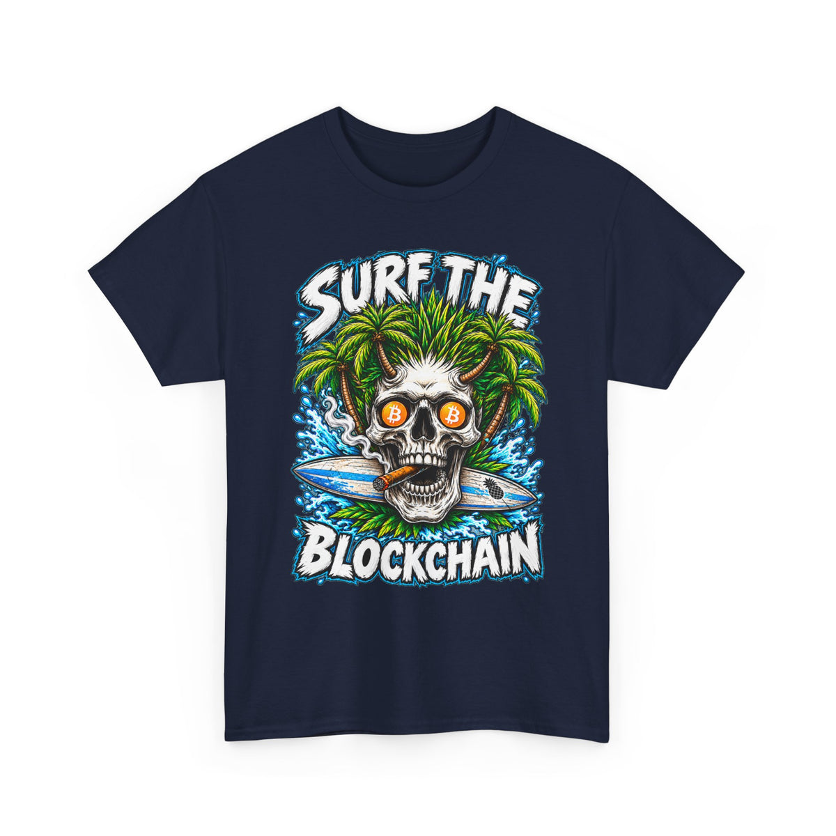 Surf the Blockchain Skull Graphic Tee