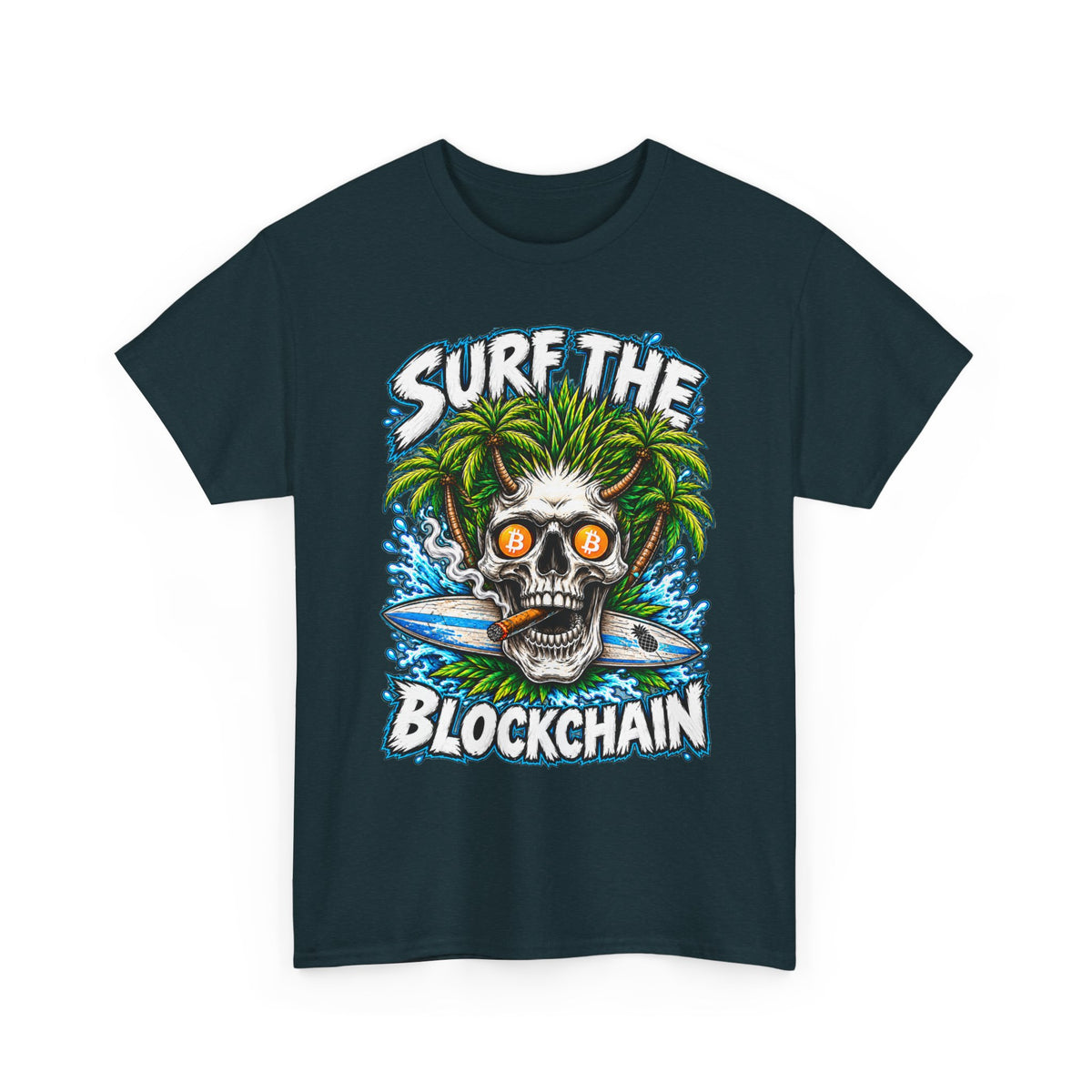 Surf the Blockchain Skull Graphic Tee