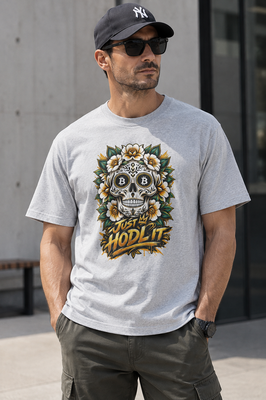Bitcoin Sugar Skull T-Shirt | HODL Crypto Skull Tee