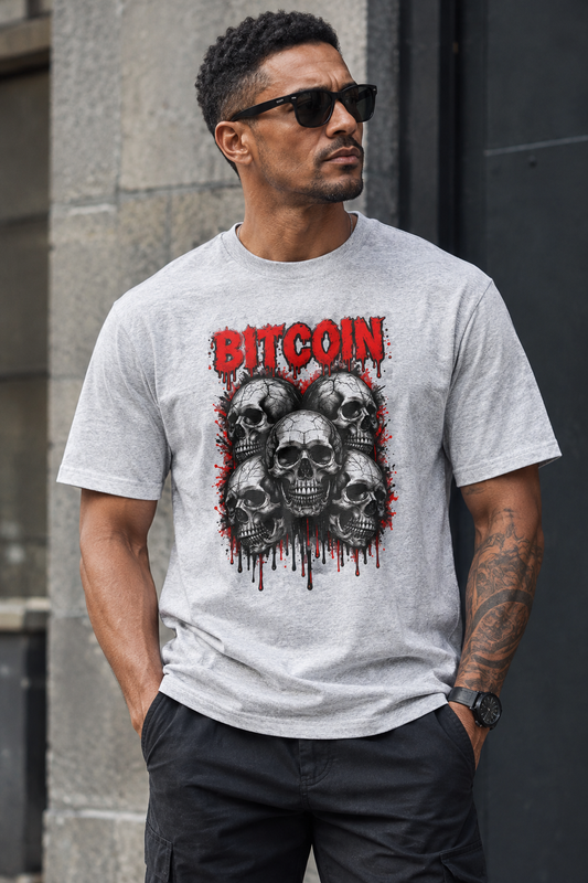 Bitcoin Skull Design T-Shirt | Crypto Gothic Skull Tee