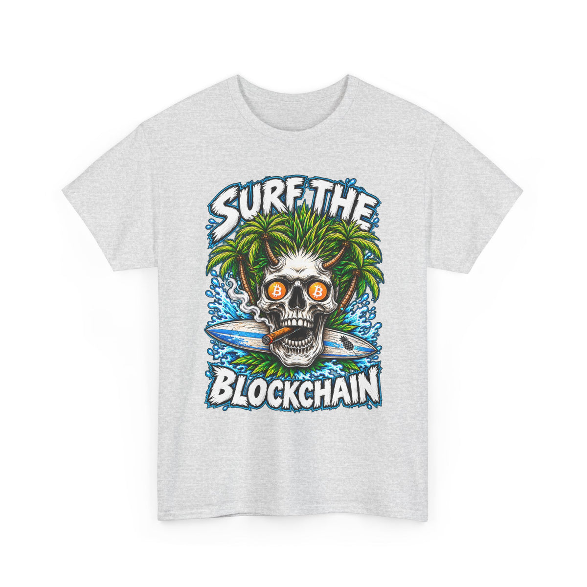 Surf the Blockchain Skull Graphic Tee