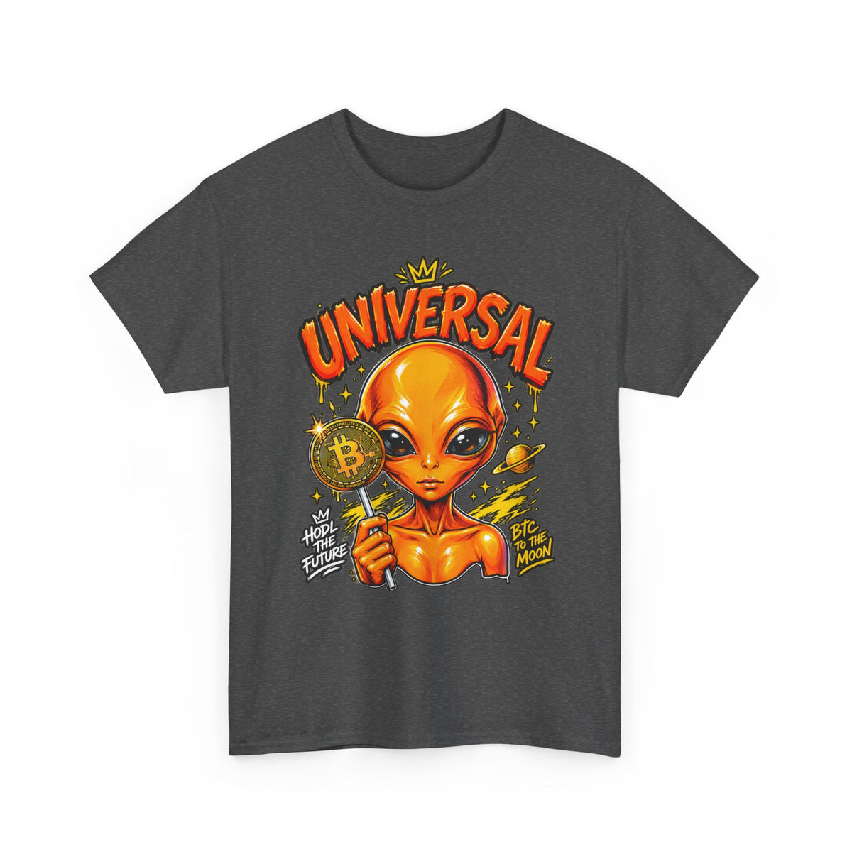 Universal Alien Bitcoin Graphic T-Shirt