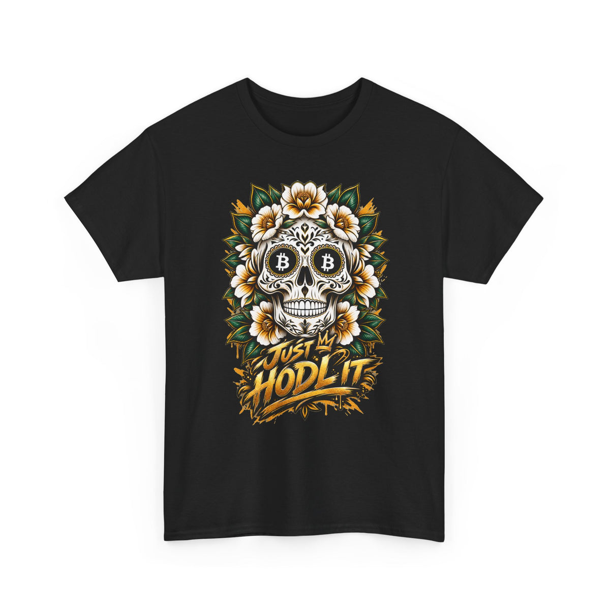 Bitcoin Sugar Skull T-Shirt | HODL Crypto Skull Tee