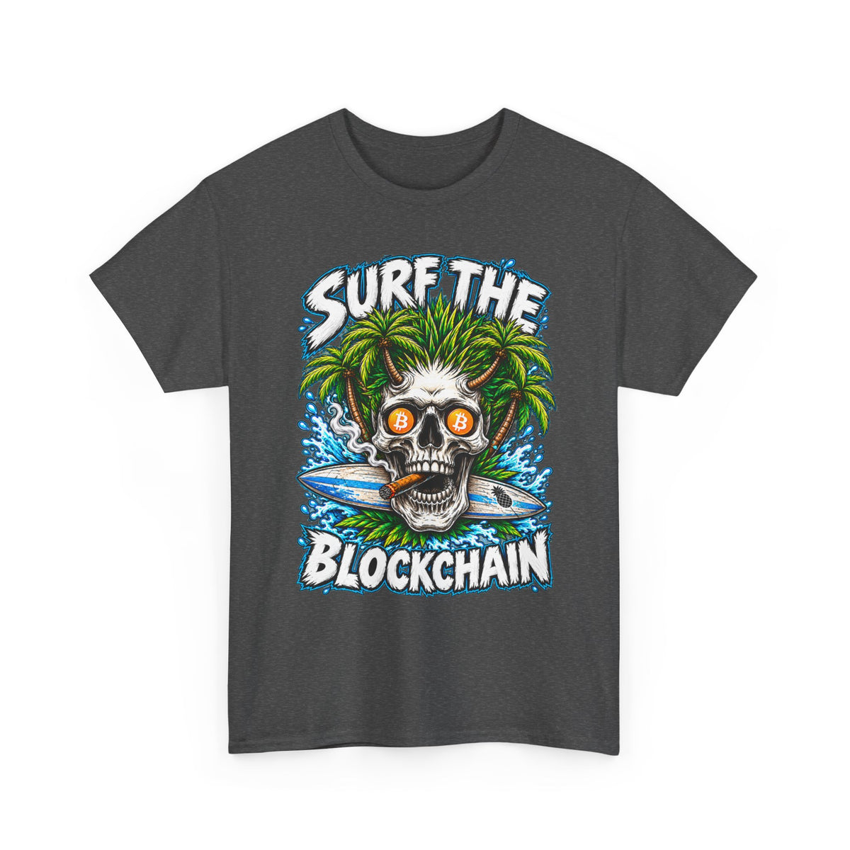 Surf the Blockchain Skull Graphic Tee