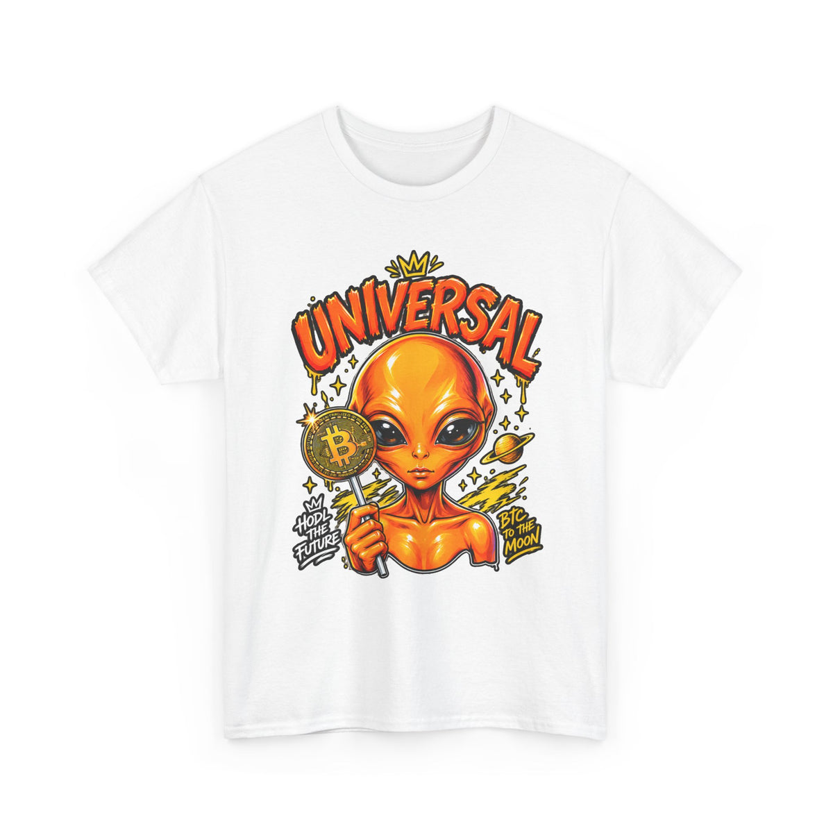 Universal Alien Bitcoin Graphic T-Shirt
