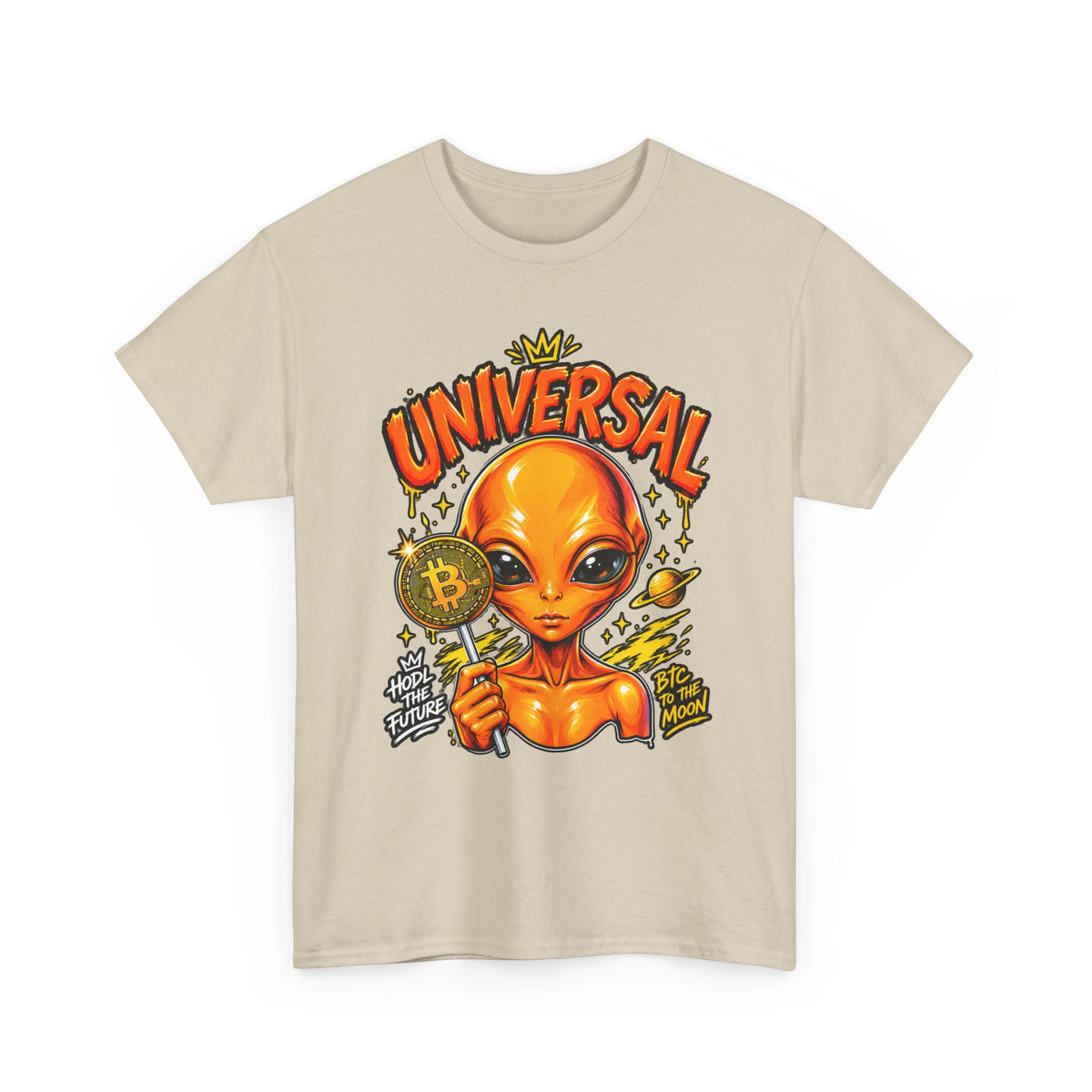 Universal Alien Bitcoin Graphic T-Shirt