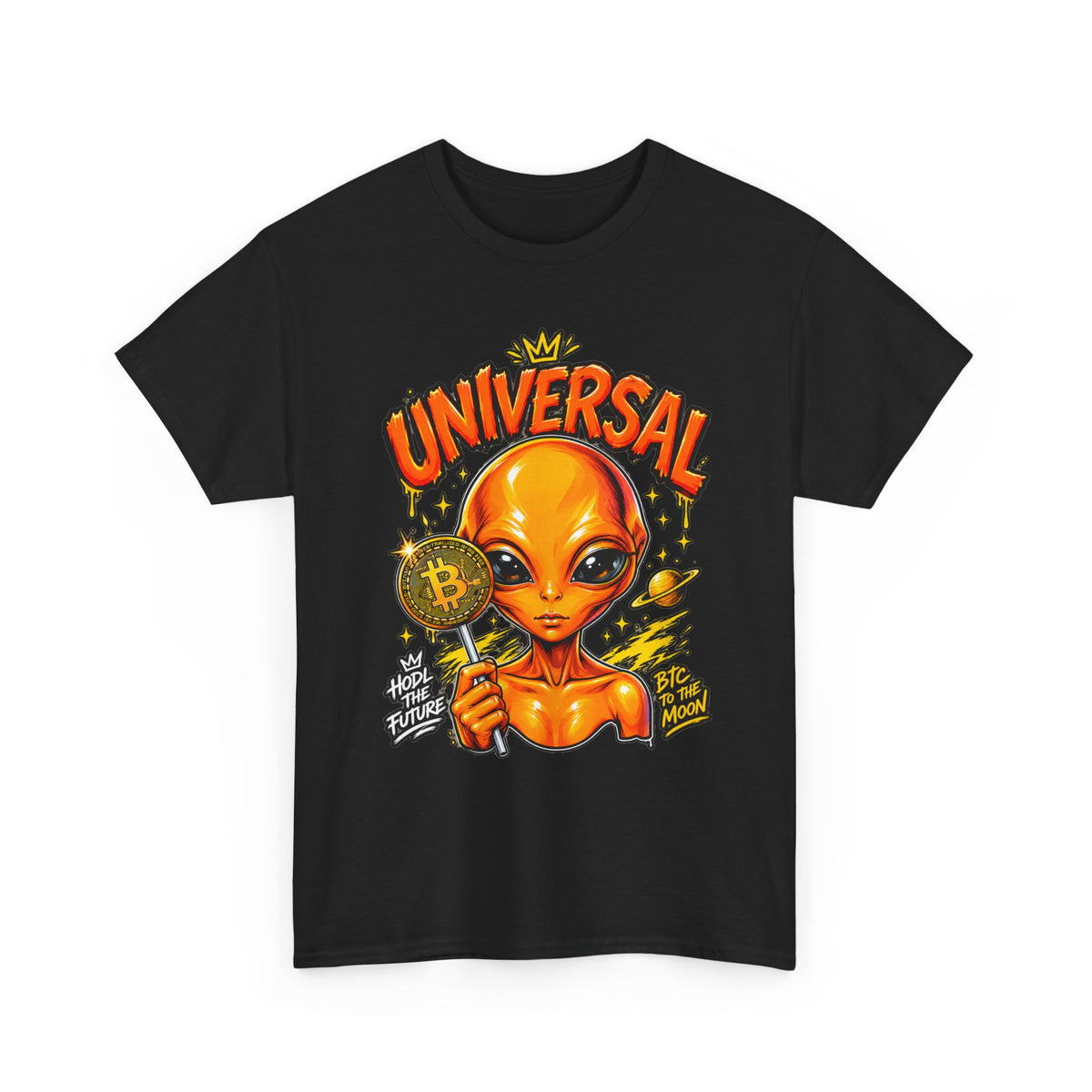 Universal Alien Bitcoin Graphic T-Shirt