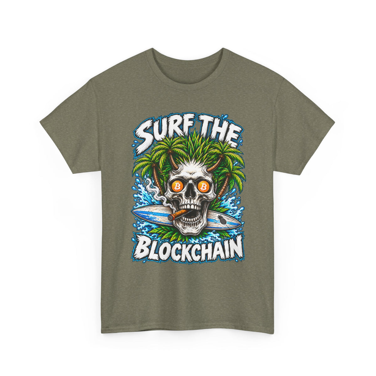 Surf the Blockchain Skull Graphic Tee