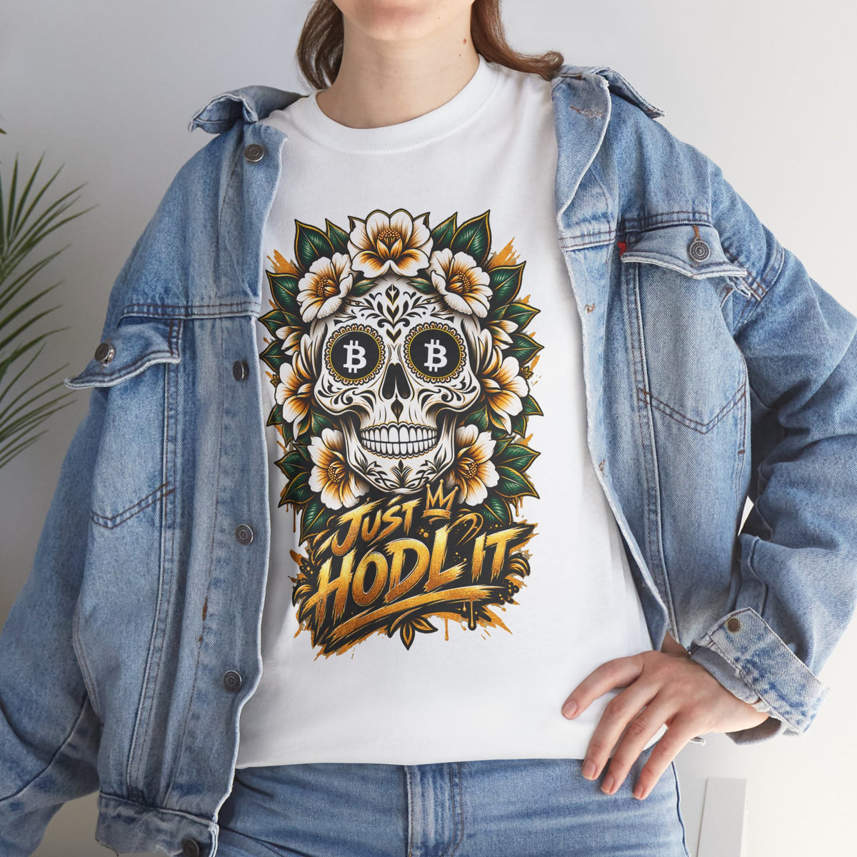 Bitcoin Sugar Skull T-Shirt | HODL Crypto Skull Tee