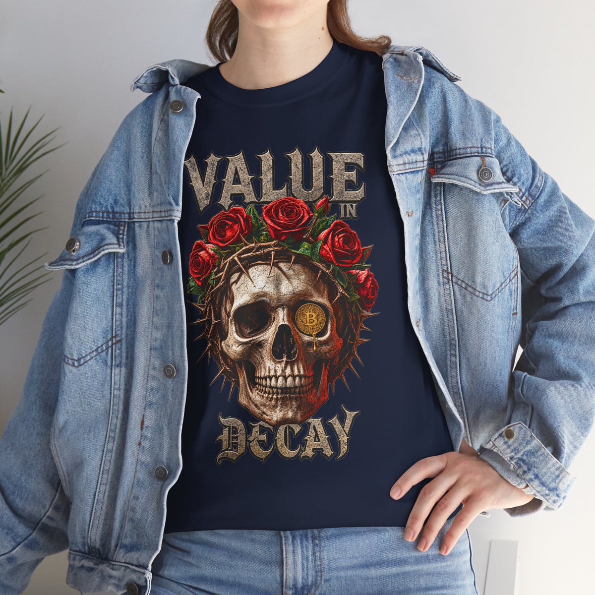 Value in Decay skull tee | Rose crown skull graphic tee