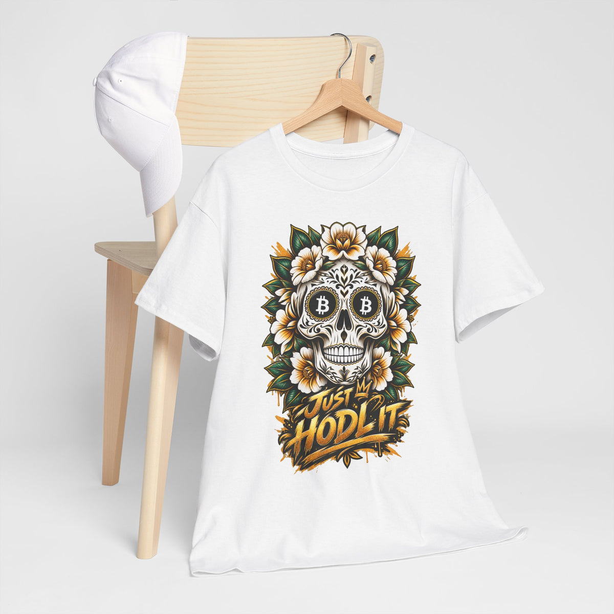 Bitcoin Sugar Skull T-Shirt | HODL Crypto Skull Tee