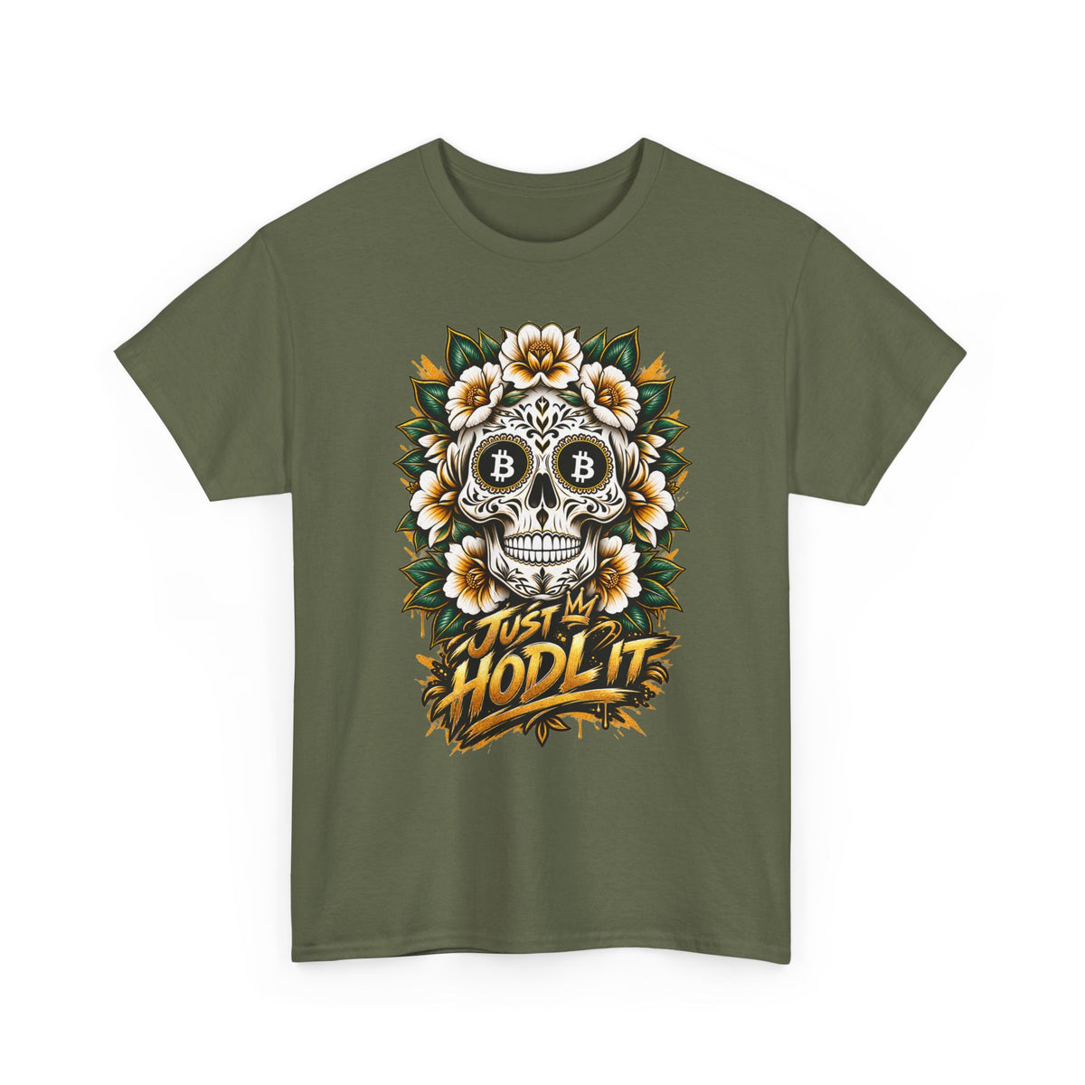 Bitcoin Sugar Skull T-Shirt | HODL Crypto Skull Tee