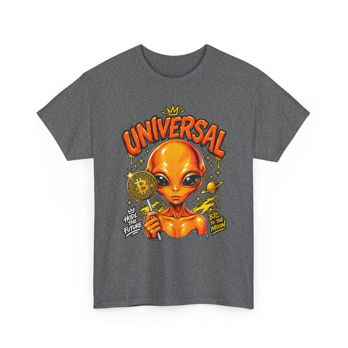 Universal Alien Bitcoin Graphic T-Shirt