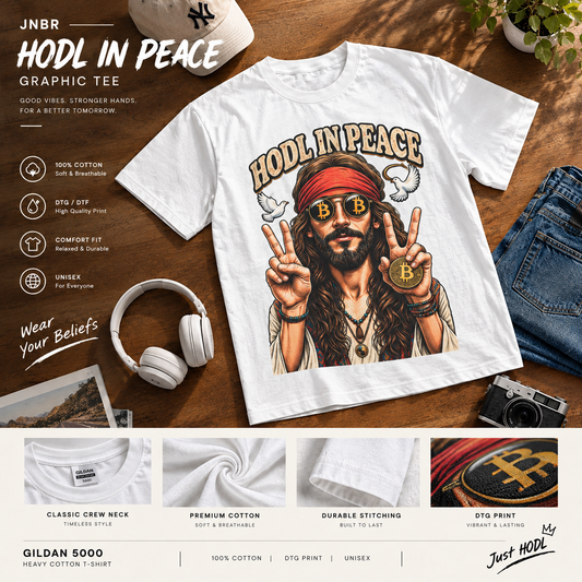 HODL in Peace Bitcoin Hippie Tee | Crypto Peace Sign T-Shirt