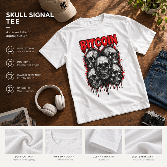 Bitcoin Skull Design T-Shirt | Crypto Gothic Skull Tee