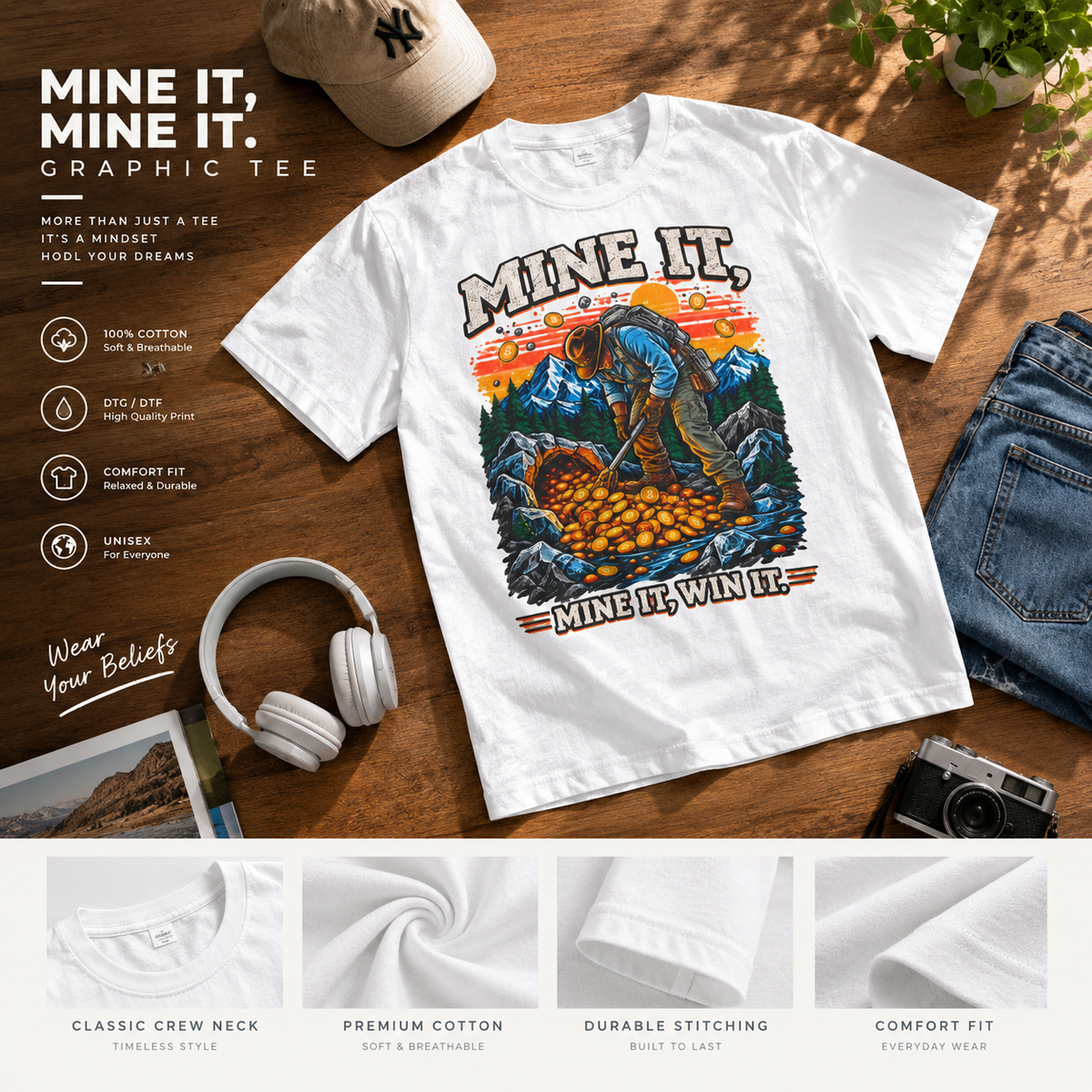 Mine It T-Shirt — Retro Gold Miner "Mine It, Win It" Tee