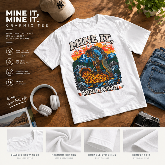 Mine It T-Shirt — Retro Gold Miner "Mine It, Win It" Tee