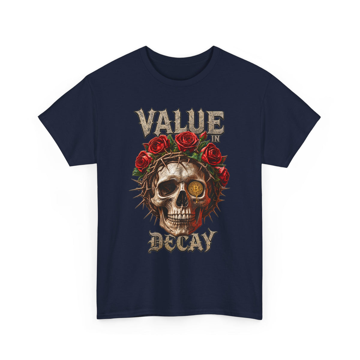Value in Decay skull tee | Rose crown skull graphic tee