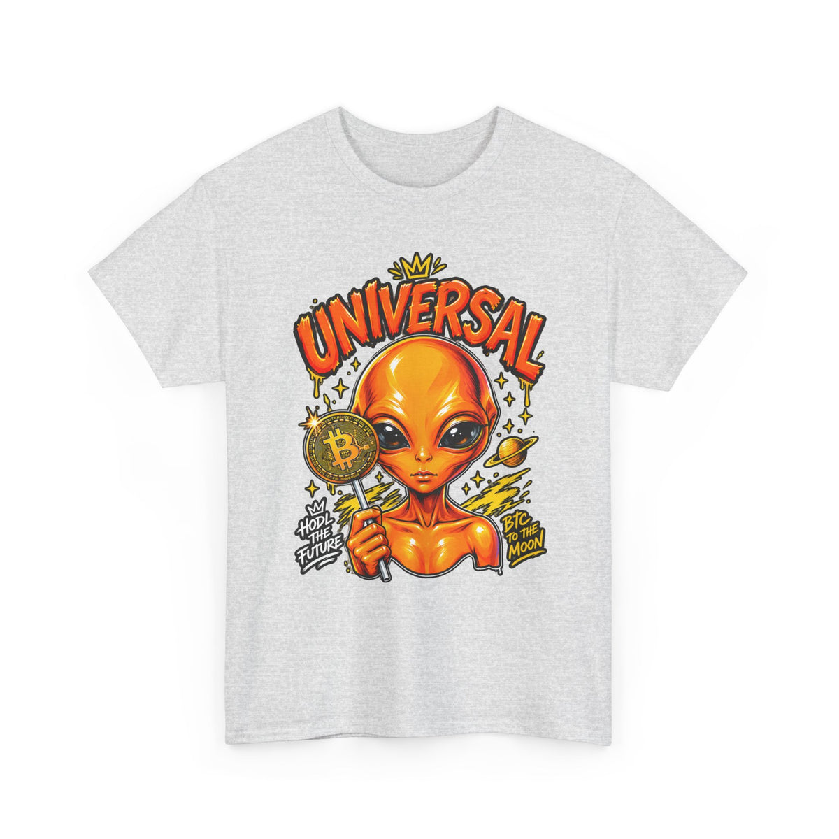Universal Alien Bitcoin Graphic T-Shirt